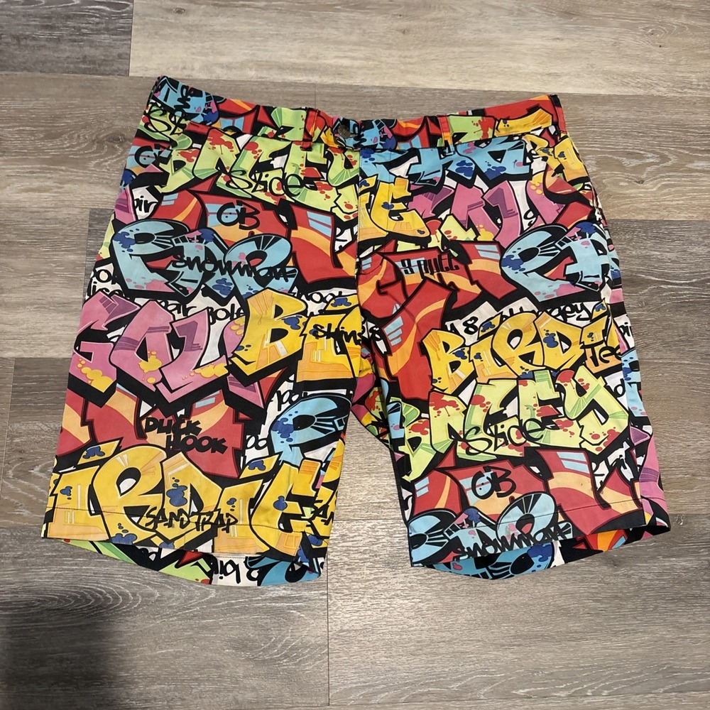 Loudmouth Graffiti Golf Shorts Men Size 42 Urban City Colorful